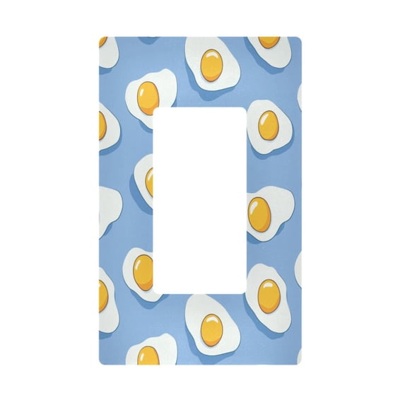 Yayeee Rocker Switch Wall Plate 1-Gang 4.6"x2.9" Home Decorative Outlet Cover, Playful Fried Eggs