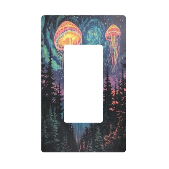 Yayeee Rocker Switch Wall Plate 1-Gang 4.6"x2.9" Home Decorative Outlet Cover, Psychedelic Jellyfish