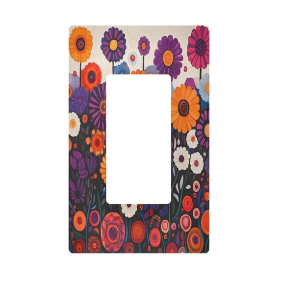 Yayeee Rocker Switch Wall Plate 1-Gang 4.6"x2.9" Home Decorative Outlet Cover, Purple Flowers