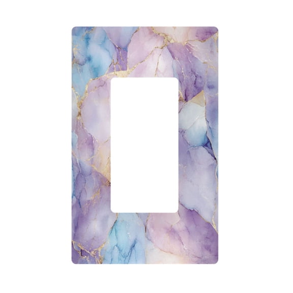 Yayeee Rocker Switch Wall Plate 1-Gang 4.6"x2.9" Home Decorative Outlet Cover, Purple Marble Pattern