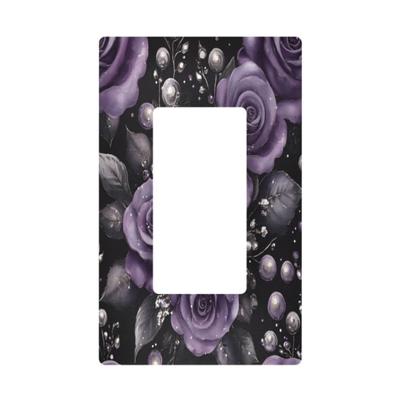 Yayeee Rocker Switch Wall Plate 1-Gang 4.6"x2.9" Home Decorative Outlet Cover, Purple Roses