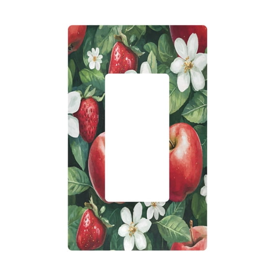 Yayeee Rocker Switch Wall Plate 1-Gang 4.6"x2.9" Home Decorative Outlet Cover, Red Apple Pattern