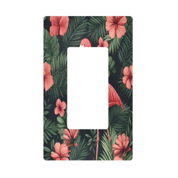 Yayeee Rocker Switch Wall Plate 1-Gang 4.6"x2.9" Home Decorative Outlet Cover, Red Flamingo Pattern
