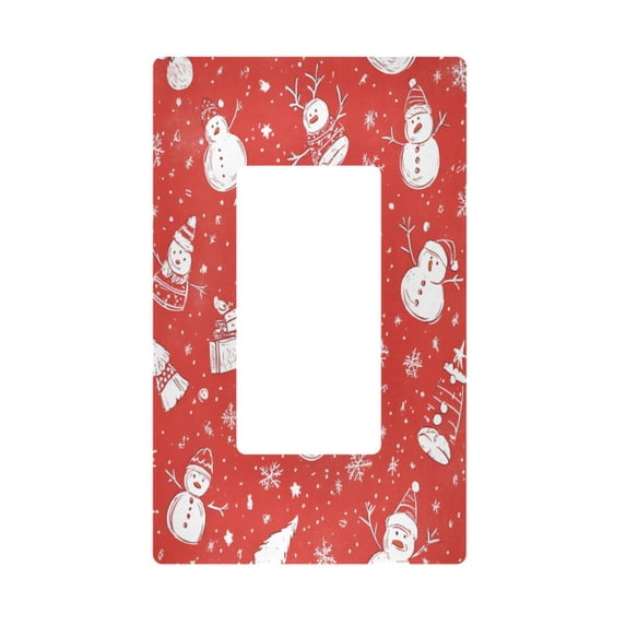 Yayeee Rocker Switch Wall Plate 1-Gang 4.6"x2.9" Home Decorative Outlet Cover, Red Snowman