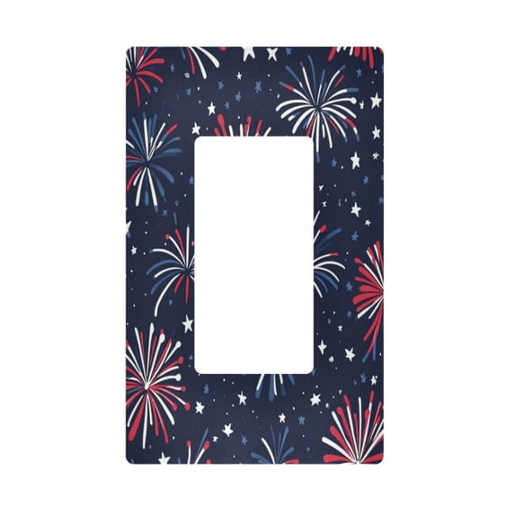 Yayeee Rocker Switch Wall Plate 1-Gang 4.6"x2.9" Home Decorative Outlet Cover, Red and Blue Fireworks Pattern