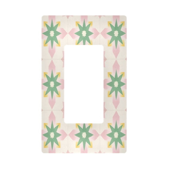 Yayeee Rocker Switch Wall Plate 1-Gang 4.6"x2.9" Home Decorative Outlet Cover, Retro Green Stars