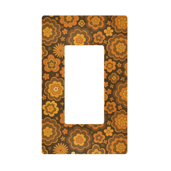 Yayeee Rocker Switch Wall Plate 1-Gang 4.6"x2.9" Home Decorative Outlet Cover, Retro Orange Flowers