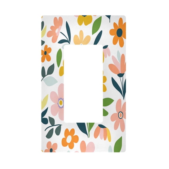 Yayeee Rocker Switch Wall Plate 1-Gang 4.6"x2.9" Home Decorative Outlet Cover, Retro Yellow Floral