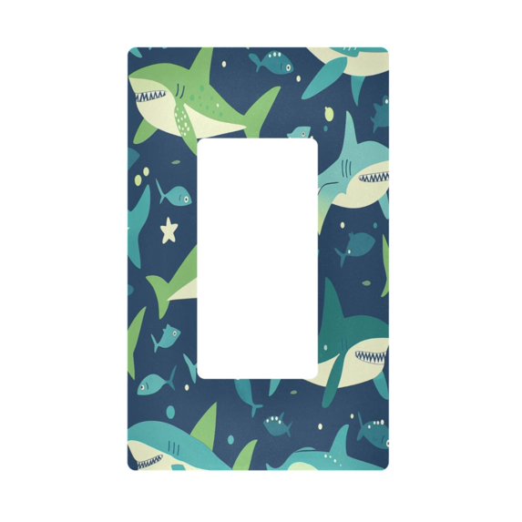 Yayeee Rocker Switch Wall Plate 1-Gang 4.6"x2.9" Home Decorative Outlet Cover, Sharks Pattern