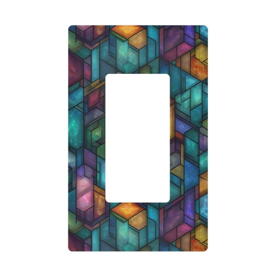 Yayeee Rocker Switch Wall Plate 1-Gang 4.6"x2.9" Home Decorative Outlet Cover, Stained Glass Pattern