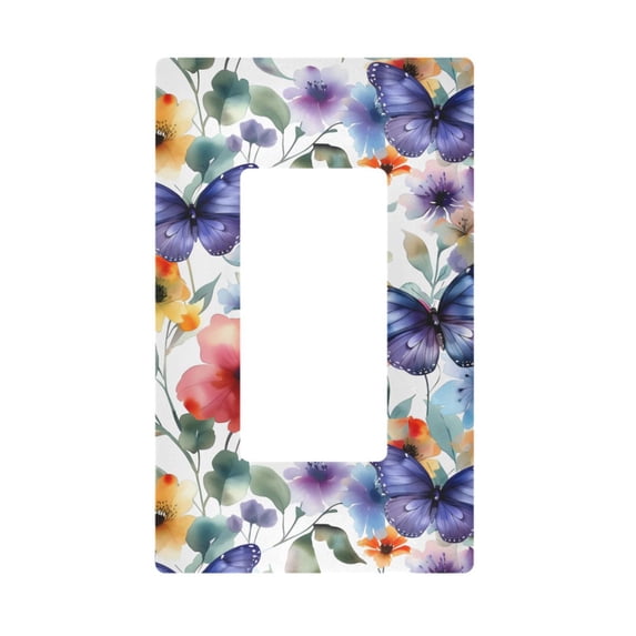 Yayeee Rocker Switch Wall Plate 1-Gang 4.6"x2.9" Home Decorative Outlet Cover, Watercolor Butterfly Pattern