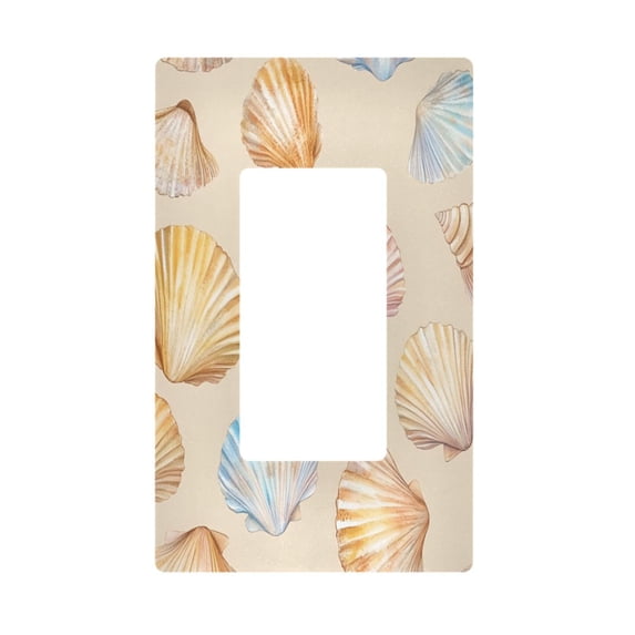 Yayeee Rocker Switch Wall Plate 1-Gang 4.6"x2.9" Home Decorative Outlet Cover, Watercolor Seashell