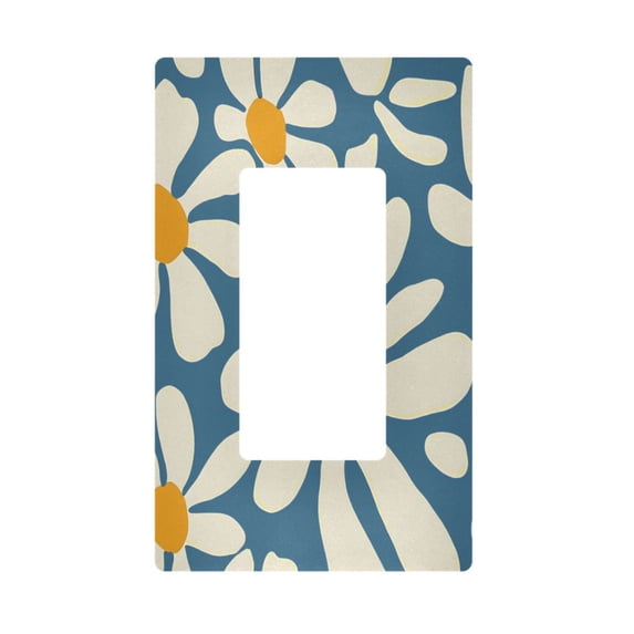 Yayeee Rocker Switch Wall Plate 1-Gang 4.6"x2.9" Home Decorative Outlet Cover, Whimsy Daisy Pattern