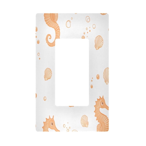 Yayeee Rocker Switch Wall Plate 1-Gang 4.6"x2.9" Home Decorative Outlet Cover, White Seahorse