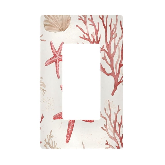 Yayeee Rocker Switch Wall Plate 1-Gang 4.6"x2.9" Home Decorative Outlet Cover, White Starfish