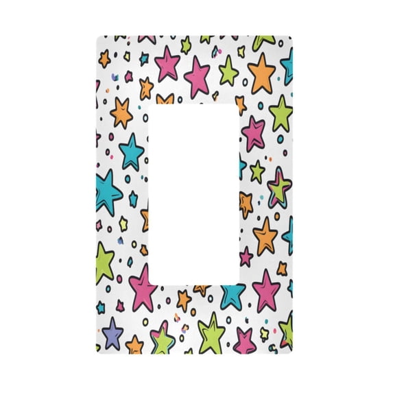 Yayeee Rocker Switch Wall Plate 1-Gang 4.6"x2.9" Home Decorative Outlet Cover, White Stars