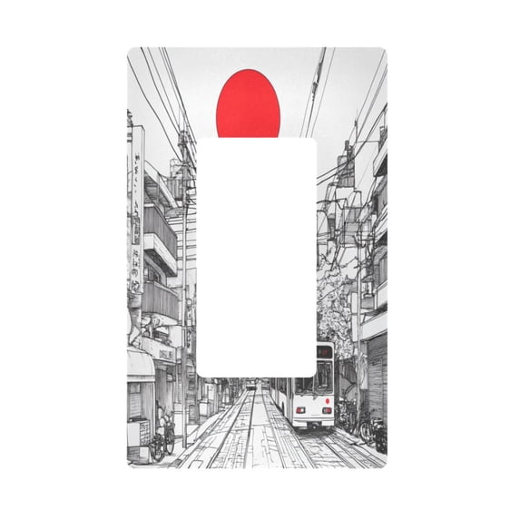 Yayeee Rocker Switch Wall Plate 1-Gang 4.6"x2.9" Home Decorative Outlet Cover, White Streets