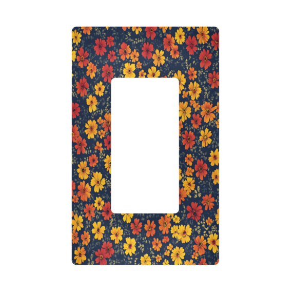 Yayeee Rocker Switch Wall Plate 1-Gang 4.6"x2.9" Home Decorative Outlet Cover, Yellow Floral