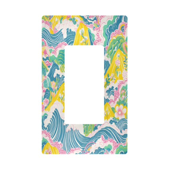 Yayeee Rocker Switch Wall Plate 1-Gang 4.6"x2.9" Home Decorative Outlet Cover, Yellow Mountains