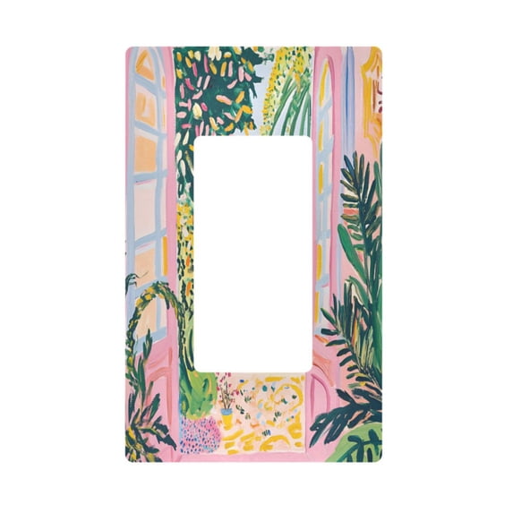 Yayeee Rocker Switch Wall Plate 1-Gang 4.6"x2.9" Home Decorative Outlet Cover, Yellow Seaside