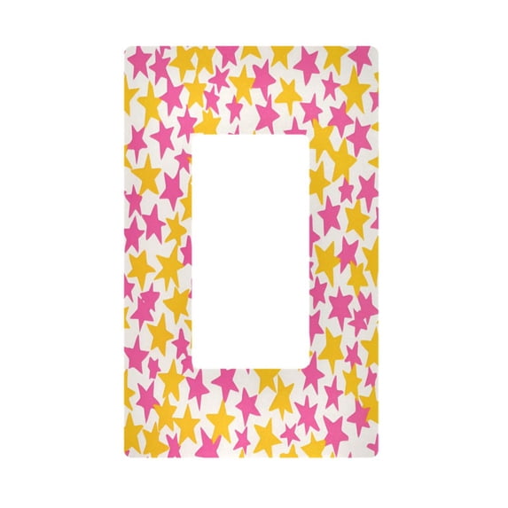 Yayeee Rocker Switch Wall Plate 1-Gang 4.6"x2.9" Home Decorative Outlet Cover, Yellow Stars Pattern