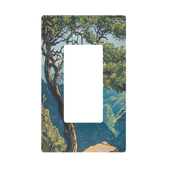 Yayeee Rocker Switch Wall Plate 1-Gang 4.6"x2.9" Home Decorative Outlet Cover, Yellow Tree
