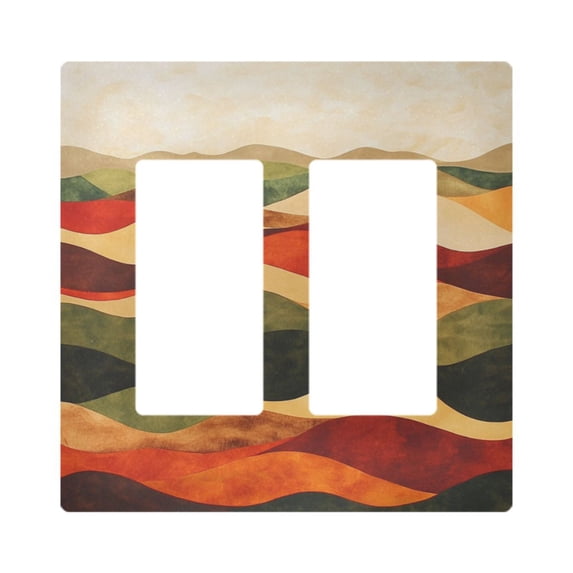Yayeee Rocker Switch Wall Plate 2-Gang 4.7"x4.6" Home Decorative Outlet Cover, Abstract Desert Pattern