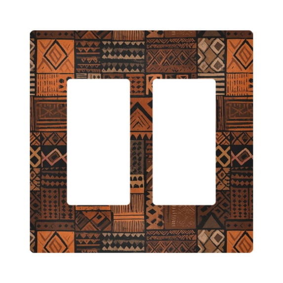Yayeee Rocker Switch Wall Plate 2-Gang 4.7"x4.6" Home Decorative Outlet Cover, Abstract Tribal Pattern