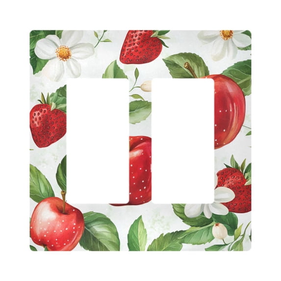 Yayeee Rocker Switch Wall Plate 2-Gang 4.7"x4.6" Home Decorative Outlet Cover, Apple Pattern
