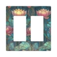 thumbnail image 1 of Yayeee Rocker Switch Wall Plate 2-Gang 4.7"x4.6" Home Decorative Outlet Cover, Art Water Lilies Pattern, 1 of 6