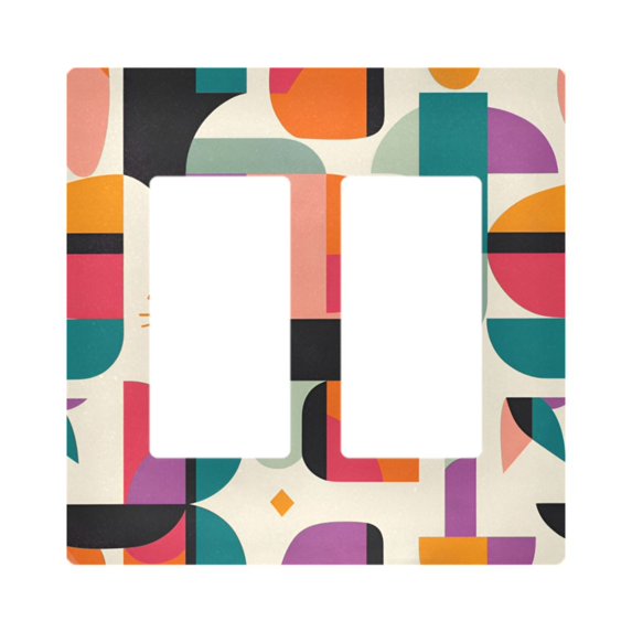 Yayeee Rocker Switch Wall Plate 2-Gang 4.7"x4.6" Home Decorative Outlet Cover, Beige Abstract