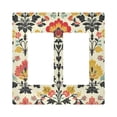 thumbnail image 1 of Yayeee Rocker Switch Wall Plate 2-Gang 4.7"x4.6" Home Decorative Outlet Cover, Beige Floral, 1 of 6
