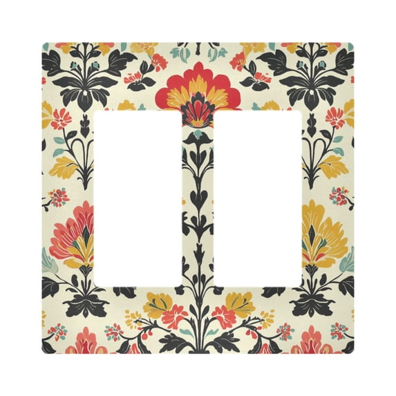 Yayeee Rocker Switch Wall Plate 2-Gang 4.7"x4.6" Home Decorative Outlet Cover, Beige Floral