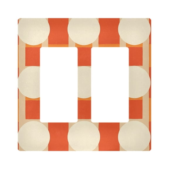 Yayeee Rocker Switch Wall Plate 2-Gang 4.7"x4.6" Home Decorative Outlet Cover, Beige Geometric Circles