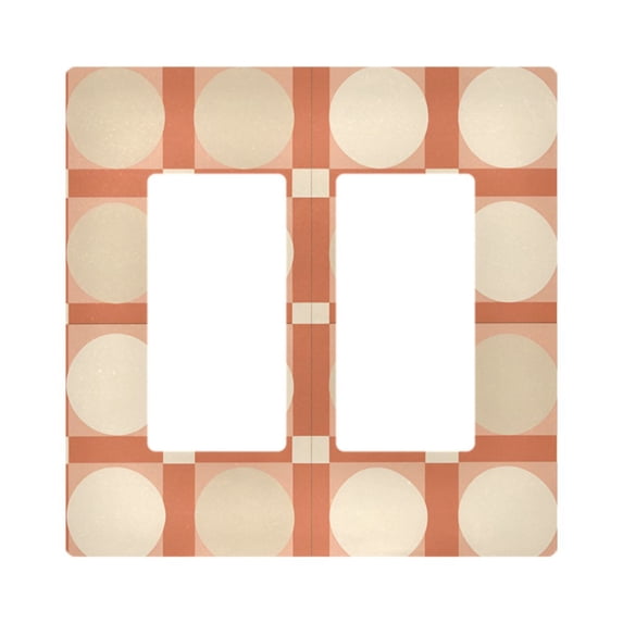 Yayeee Rocker Switch Wall Plate 2-Gang 4.7"x4.6" Home Decorative Outlet Cover, Beige Geometric