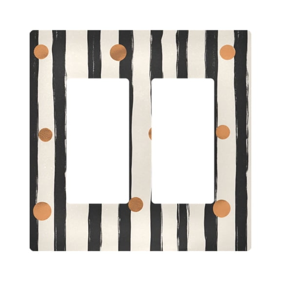 Yayeee Rocker Switch Wall Plate 2-Gang 4.7"x4.6" Home Decorative Outlet Cover, Black Abstract Stripes