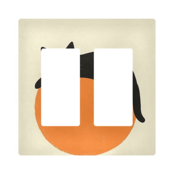 Yayeee Rocker Switch Wall Plate 2-Gang 4.7"x4.6" Home Decorative Outlet Cover, Black Cat Orange Ball