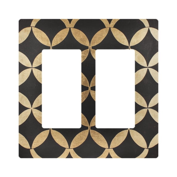Yayeee Rocker Switch Wall Plate 2-Gang 4.7"x4.6" Home Decorative Outlet Cover, Black Geometric