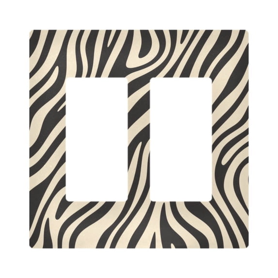 Yayeee Rocker Switch Wall Plate 2-Gang 4.7"x4.6" Home Decorative Outlet Cover, Black Lines