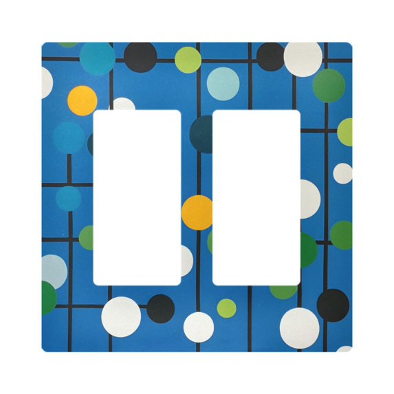 Yayeee Rocker Switch Wall Plate 2-Gang 4.7"x4.6" Home Decorative Outlet Cover, Blue Abstract