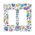 thumbnail image 1 of Yayeee Rocker Switch Wall Plate 2-Gang 4.7"x4.6" Home Decorative Outlet Cover, Blue Doodle Pattern, 1 of 6