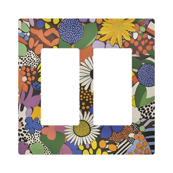 Yayeee Rocker Switch Wall Plate 2-Gang 4.7"x4.6" Home Decorative Outlet Cover, Blue Floral