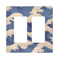 thumbnail image 1 of Yayeee Rocker Switch Wall Plate 2-Gang 4.7"x4.6" Home Decorative Outlet Cover, Blue Wave Pattern, 1 of 6