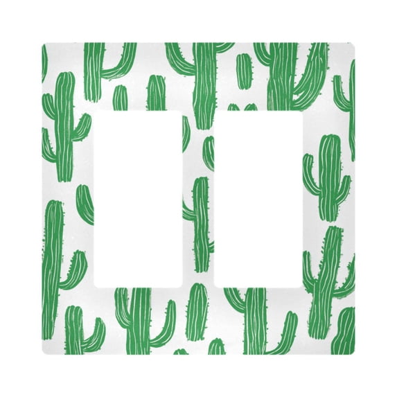 Yayeee Rocker Switch Wall Plate 2-Gang 4.7"x4.6" Home Decorative Outlet Cover, Cactus Pattern