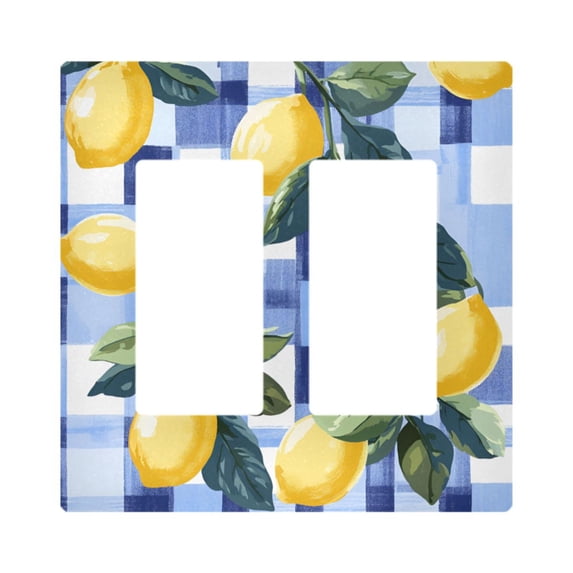 Yayeee Rocker Switch Wall Plate 2-Gang 4.7"x4.6" Home Decorative Outlet Cover, Cartoon Lemon Leaves