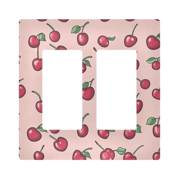 Yayeee Rocker Switch Wall Plate 2-Gang 4.7"x4.6" Home Decorative Outlet Cover, Cherries Pattern