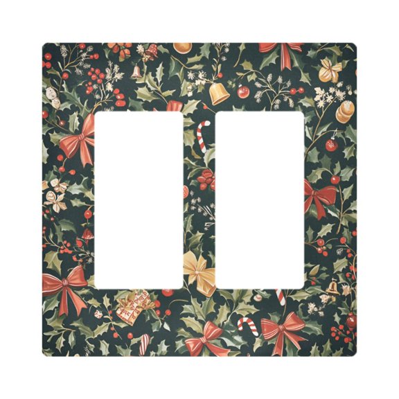 Yayeee Rocker Switch Wall Plate 2-Gang 4.7"x4.6" Home Decorative Outlet Cover, Christmas Bows