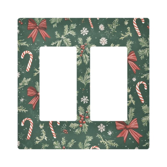 Yayeee Rocker Switch Wall Plate 2-Gang 4.7"x4.6" Home Decorative Outlet Cover, Christmas Candy Cane