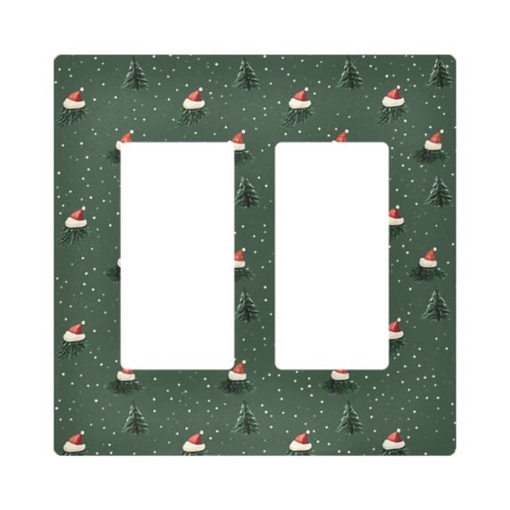 Yayeee Rocker Switch Wall Plate 2-Gang 4.7"x4.6" Home Decorative Outlet Cover, Christmas Forest