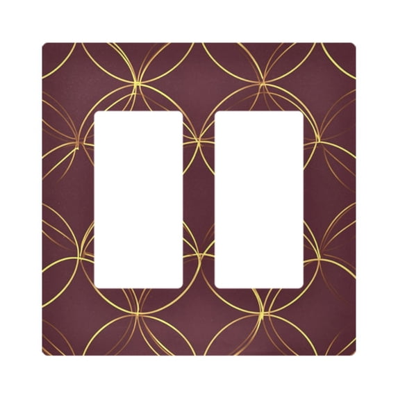 Yayeee Rocker Switch Wall Plate 2-Gang 4.7"x4.6" Home Decorative Outlet Cover, Circular Gold Pattern